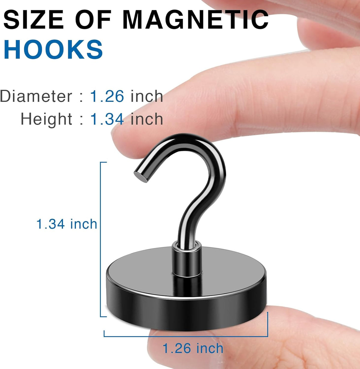 LOVIMAG Magnetic Hooks, 110LBS Strong Magnetic Hooks Heavy Duty for Refrigerator, Black Magnet with Hooks for Cruise Cabin, Large Magnetic Hooks for Hanging, Grill, Metal Door etc - 6 Pack