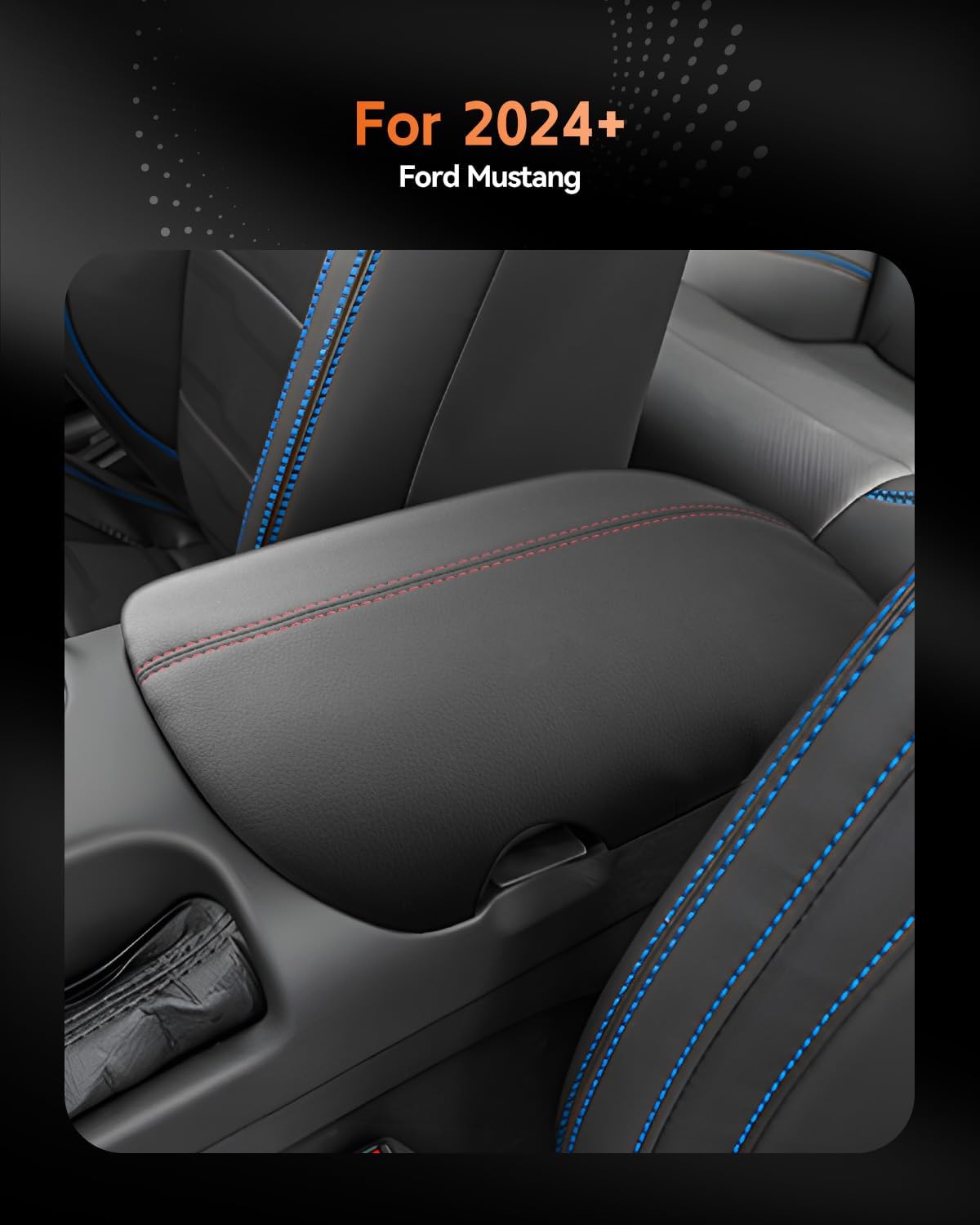 CDEFG for Ford Mustang 2024-2025 Center Console Cover Armrest Box Cover for Mustang 2024 2025 Accessories Console Arm Rest Protector Red Line