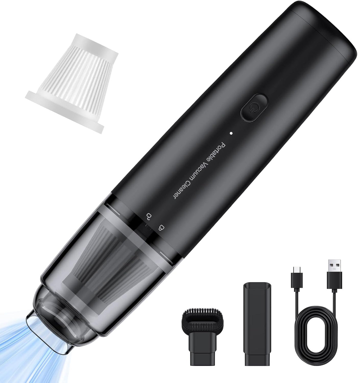 Car Handheld Vacuum Cordless 13000 PA Suction Power, Portable Mini Vacuum Cleaner for Car Home Office and Pet Hair, Black