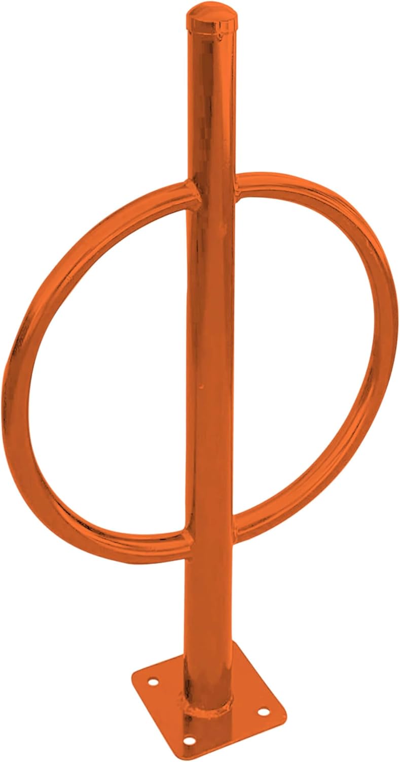 Sandbaggy Post and Ring Bike Rack - Commercial Bike Racks - Galvanized Steel - Anti-Theft Design - In Ground, Apartments, Sidewalks, Industrial (Orange, 1)