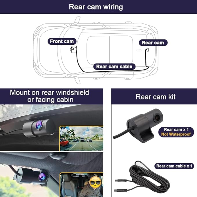 Fitcamx Front 2K+Rear 1080P Dash Cam Adapts for Volkswagen Tiguan 2024-2026 MK3 (Black), OEM Factory Look, Dual HD Video, WiFi & APP, Loop Recording, Parking Mode, Easy to Operate, 64GB Card