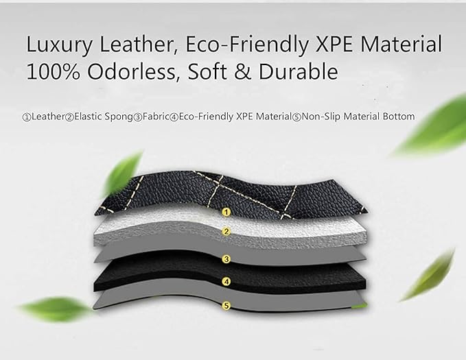 Custom Making Car Floor Mats Compatible for 2000-2025 All Mode Sedan SUV Sports Car Full Coverage Cute Pads Protection Non-Slip Leather Floor Liners (Black+Light Brown Edge)