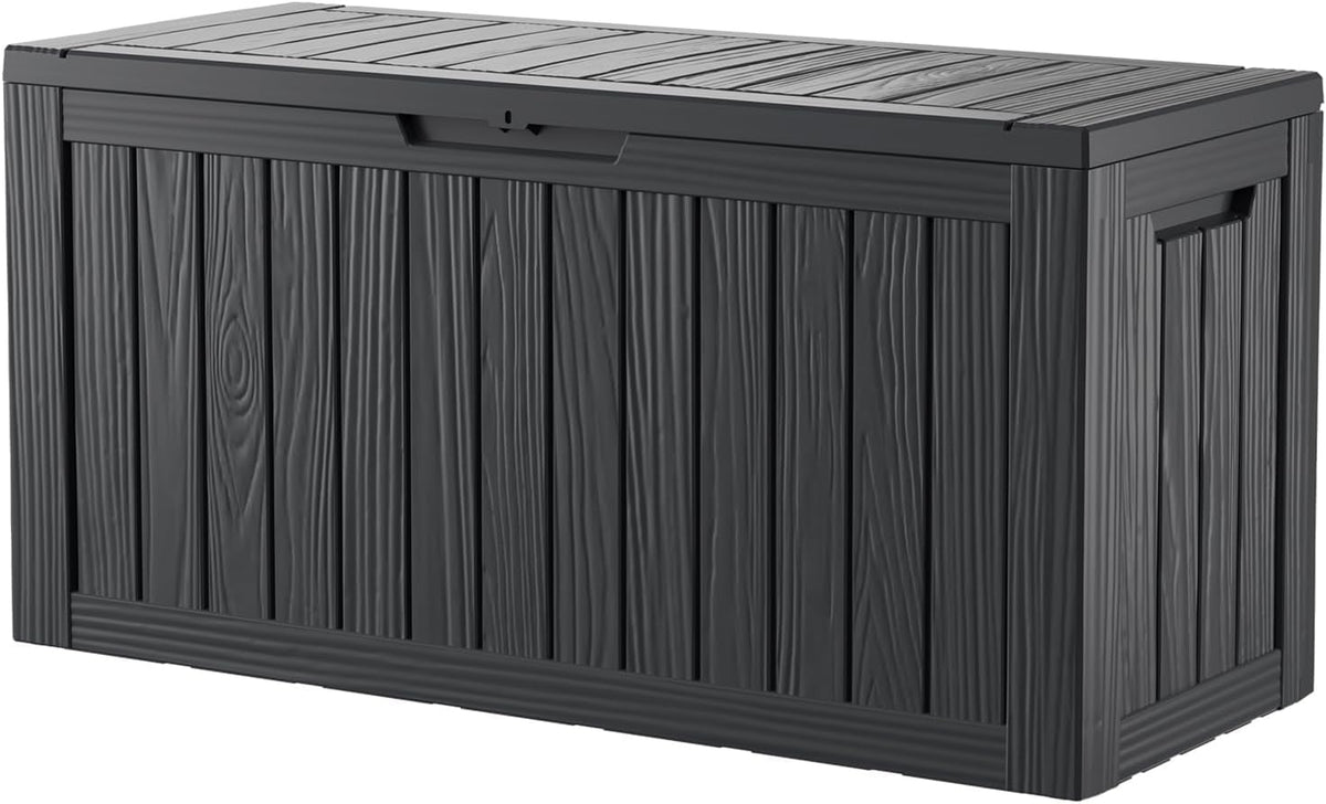 80 Gallon Lockable Resin Deck Box, Waterproof & UV-Resistant Outdoor Storage Box for Outdoor Cushion Storage, Garden Tools & Pool Accessories Storage, Black