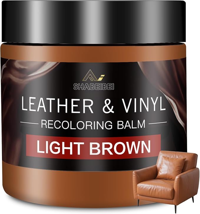 Leather Recoloring Balm and Scratch Repair Kit, Light Brown Leather Restorer for Couches, Furniture, Car Seats, Leather Paint & Stain for Sofa, Chairs, Bags, and More
