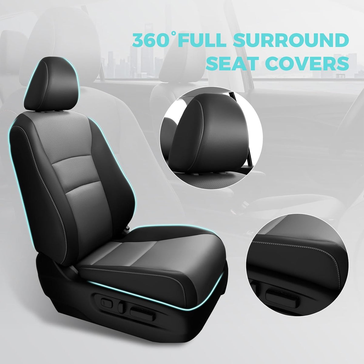 for Honda Pilot Seat Covers - Car Seat Covers Full Set Custom Fit Pilot EX-L, Special Edition, Touring, Sport 2016 2017 2018 2019 2020 2021 2022 8 Seats, Leather Automotive Seat Covers