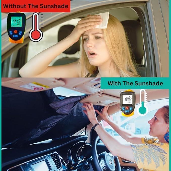 Windshield Sun Shade -Certified 99.87% UVB & 99.02% UVA Car Sun Shade. Award Winning Sunshade - Patented Technology | Compatible for Lincoln MKX Nautilus (2016-2021) | Car Shades by Kinder Fluff