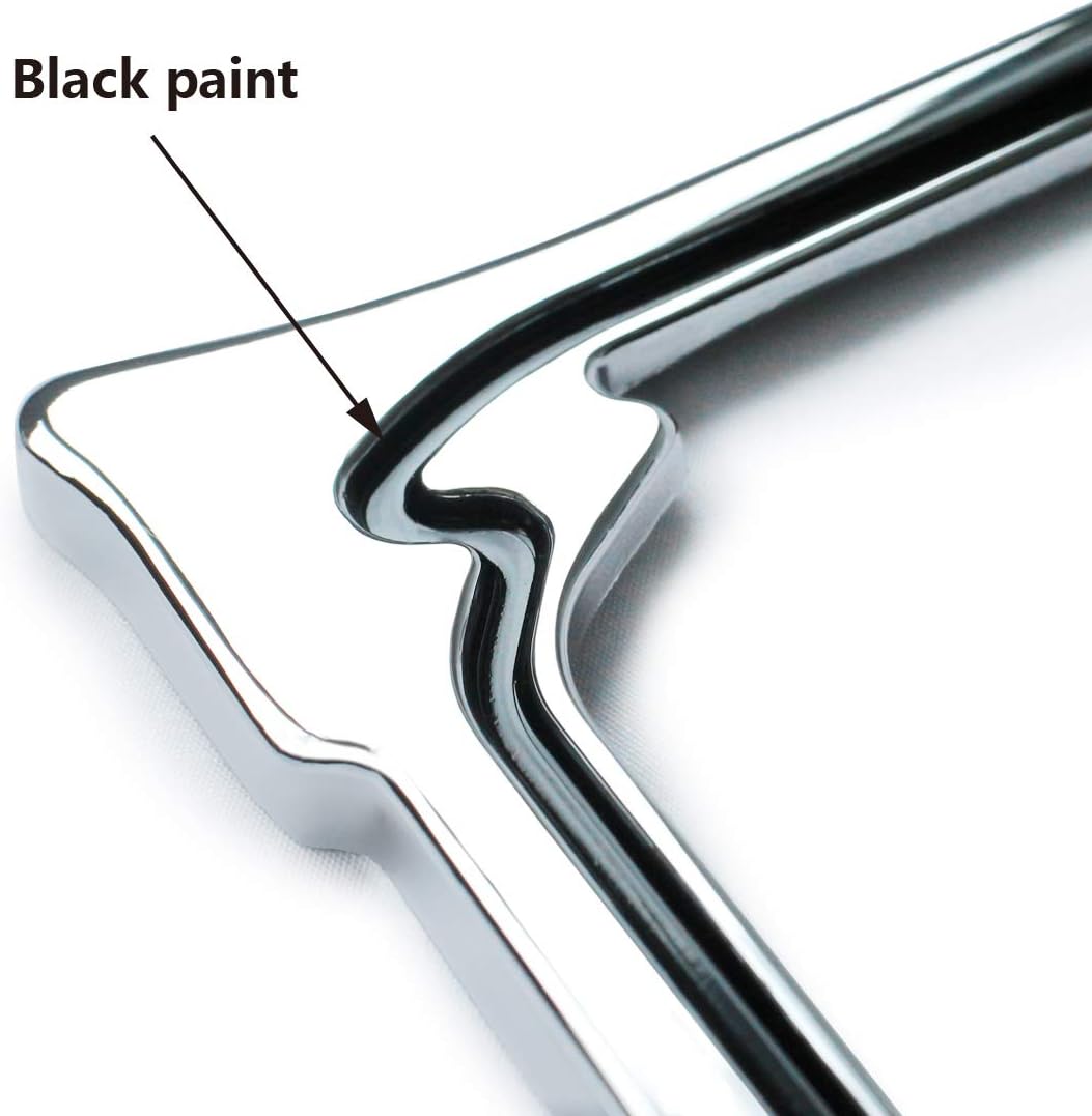 3D Chrome License Plate Frames, Pure Zinc Alloy Metal (3D Horn Pattern)