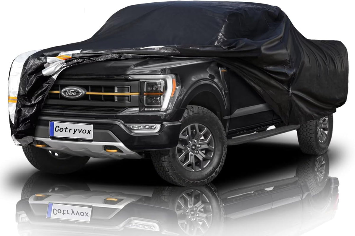 Ford F-150 Truck Cover Custom Fit 1997-2025 Super Cab SB (6.5') with Door Zipper, 12 Layers Full Exterior Pickup Truck Cover Waterproof All Weather, for Wind Dust Sun and UV Protection.