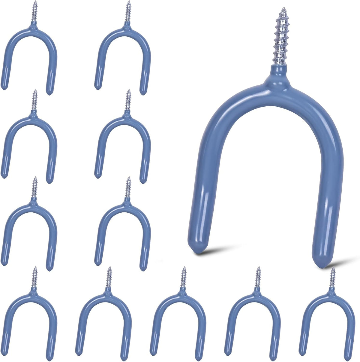 12 Pack Garage Storage System Steel U Hooks with Anti-Slip Coating Home Improvement and Organization Screw in Hooks Easy Wall Mounting Heavy Duty Bike and Ladder (Grey, 12 Pack)
