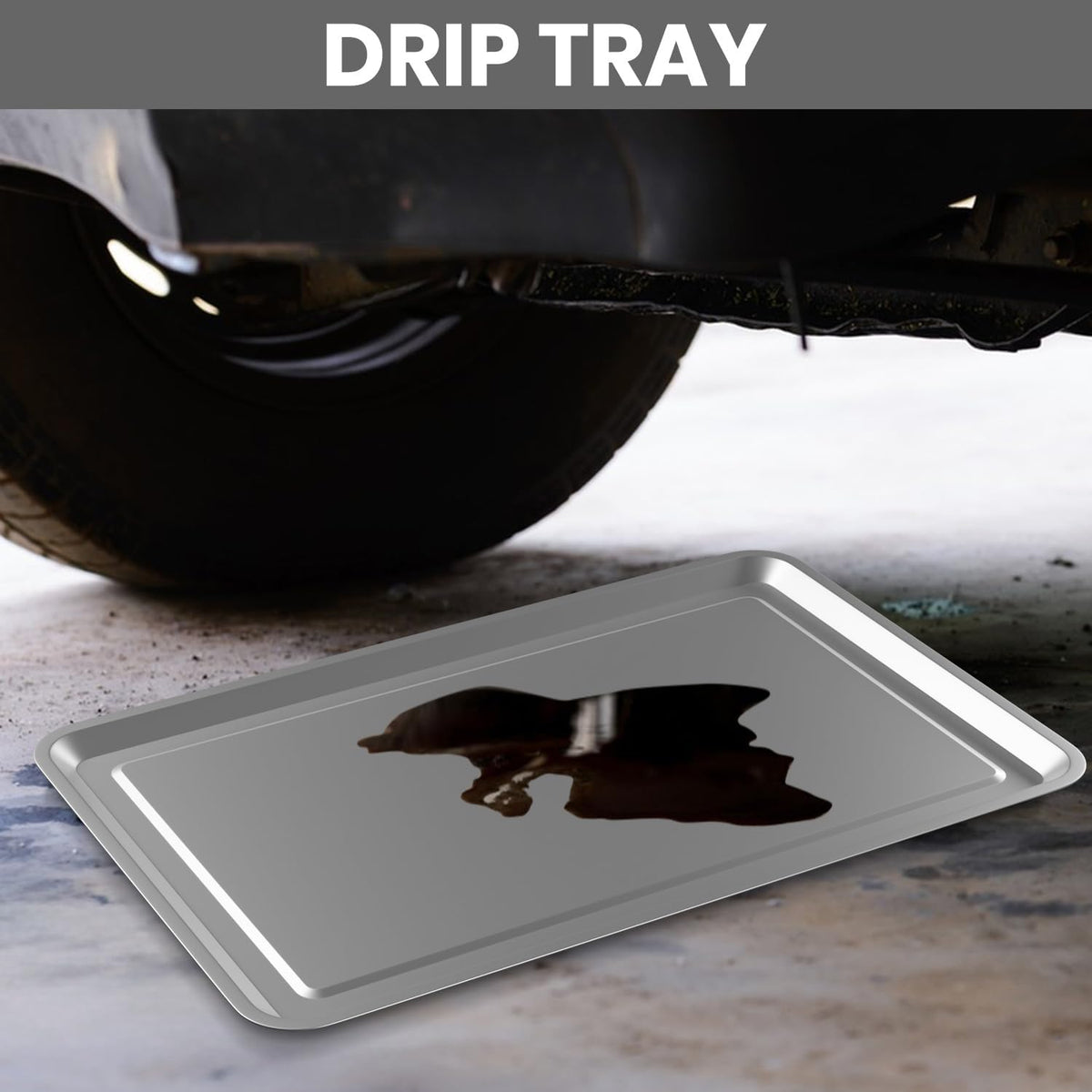 2 Pcs Under Car Oil Pans for Changing Oil, Motorcycle Automotive Oil Change Pan Silver Rust Resistant Drip Tray, Oil Catch Pan Replacement Tray for Garage Machinery Supplies (23.5 x 15.6 Inch)