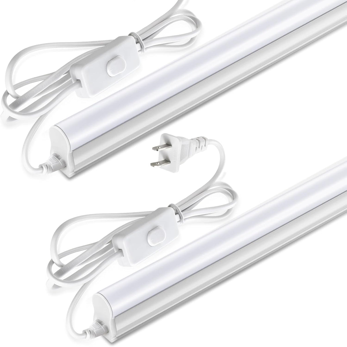 Pak LED Shop Lights, 4FT T5 Integrated Utility Fixture, 2300LM 6500K Cool White, 20W Energy Efficient Linkable LED Tube Lights for Garage, Workshop, Basement, FCC Certified, 2 Pack