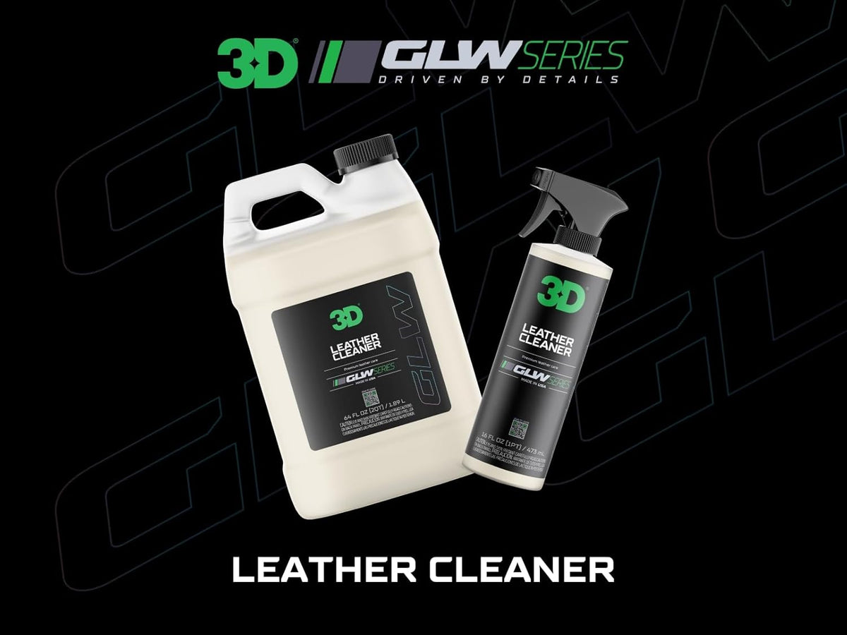 3D Leather Cleaner for Car, GLW Series | Ultimate Deep Cleaning | Removes Dirt, Grease, Body Oils | DIY Car Detailing | Versatile Cleaner for All Leather Goods | 16 oz
