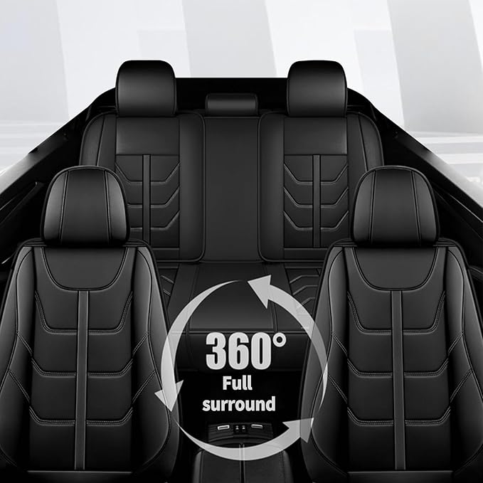 TTX LIGHTING Car Seat Covers fit for Ford Taurus 2002-2019 Full Set: Premium Leather Automotive Seat Cover with Airbag Compatible Waterproof (5 Seats, Black)