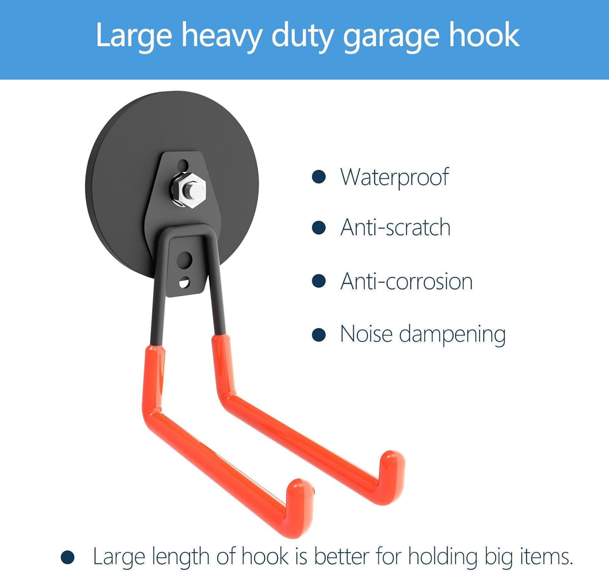 Heavy Duty Large Magnetic Hooks, Strong Magnet Hooks for Garden Tools,Hose,Straps,Steel Pegboard,Workshop,Anti-Scratch EV Charger Holder,Magnetic Cable and Tool Holder(2 Pack)