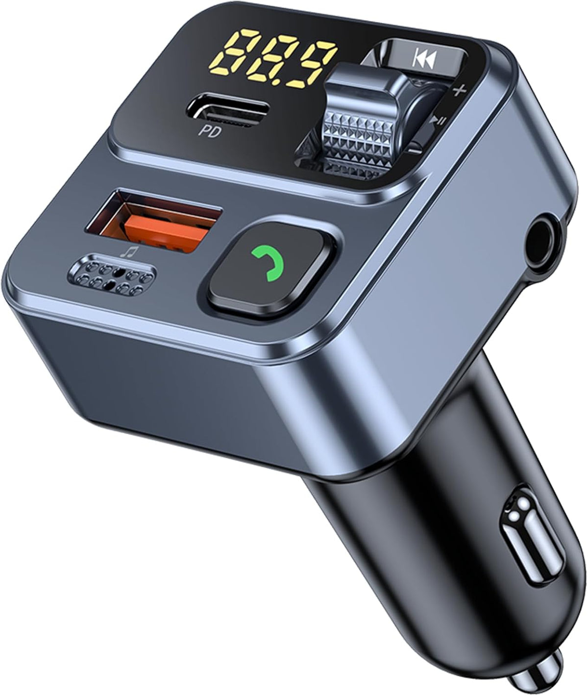 KAIY FM Transmitter Bluetooth Car Adapter, Car Radio Bluetooth Transmitter HandsFree Calling Music Player, FM Radio Adapter 42W Type-C Fast Charging, Support USB Drive