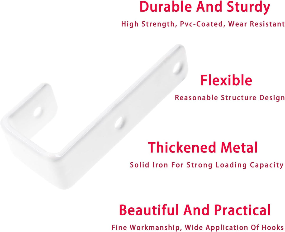 Bunk Bed Ladder Hooks Brackets, Iron Bed Ladder Hook,PVC Coated Angled Ladder Hooks,Heavy Duty Replacement Hardware Utility Hooks,Loft Garage Storage Hooks,J Brackets Hooks with Screws White