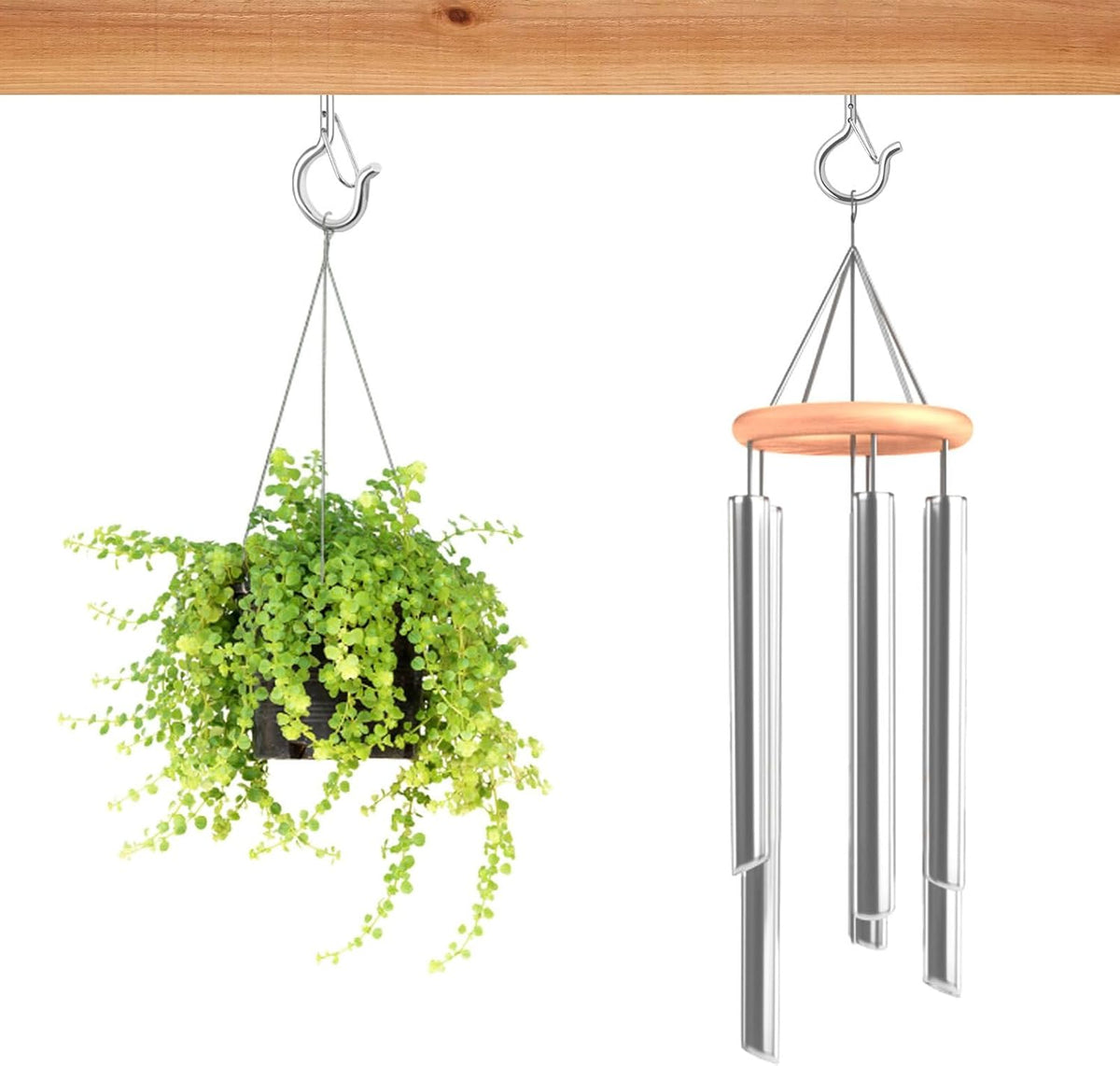 96 PCS Q-Hanger Hooks, Screw Hooks for Outdoor String Lights, Safety Buckle Design Cup Eye Hook for Hanging Christmas Lights, Plants, Mounted on Wall Ceiling, Include 1 Wing Nut Driver, Silver