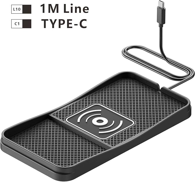 Car Wireless Charger Pad for VW Golf/GTI 2000-2026, Fast Car Wireless Charging Pad for Car Center Console, Non Slip Charging Mat,1M-Type C