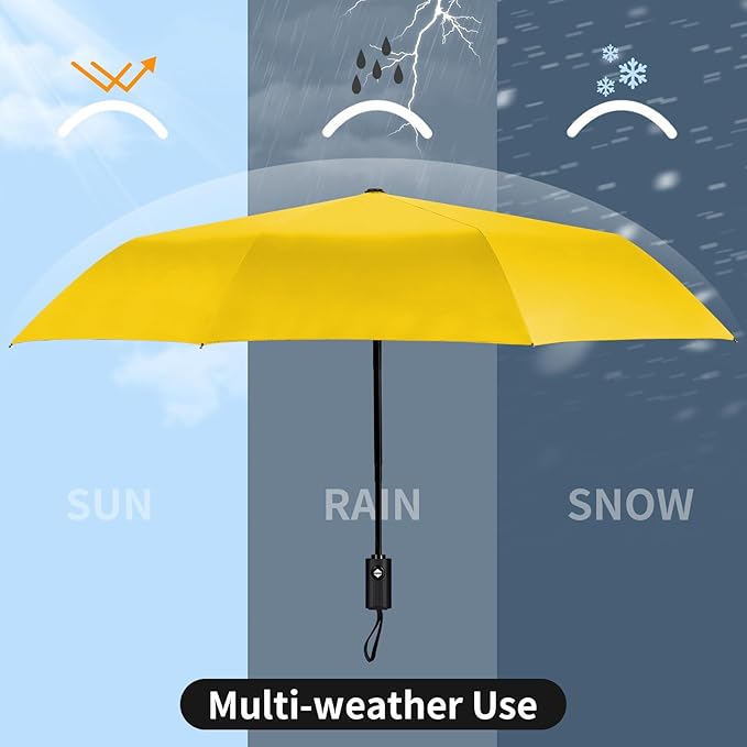 Yoobure Windproof Travel Umbrella - Automatic Umbrellas for Rain, Compact Folding Umbrella with UV Protection, Lightweight Portable Design for Backpack/Walking/Car, Sun & Storm Ready