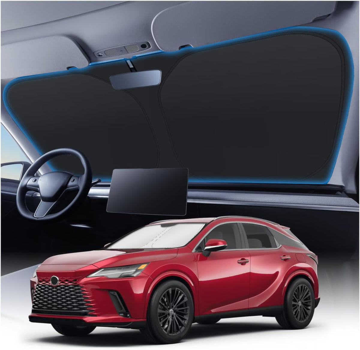 KUST Windshield Sun Shade for 2023-2025 2026 Lexus RX 350 Accessories Window Sunshade Sun Visor Protector Foldable Blocks UV Rays Keep Your Car Cooler
