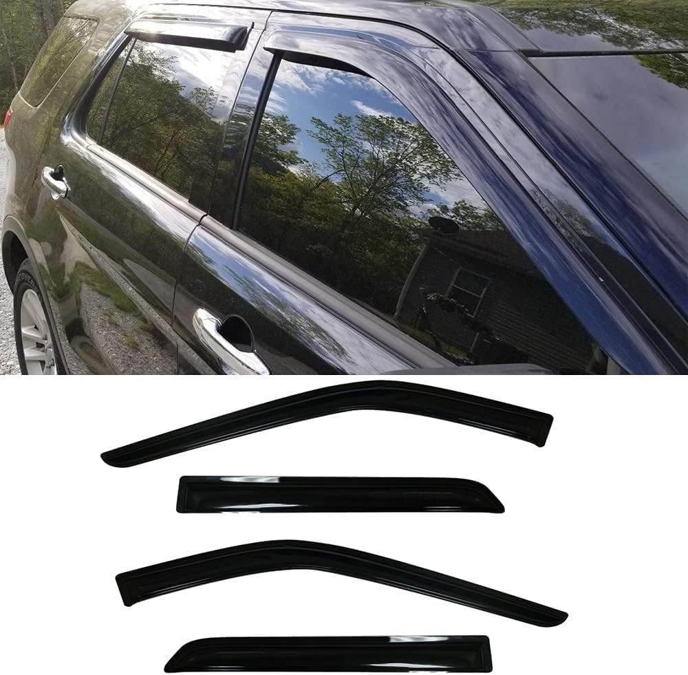 94194 Side Window Visor Wind Vent Deflector fit for 2010-2019 Ford Taurus,4pcs Nice Looking Outside Mount Style Shade Sun Rain Guards Set