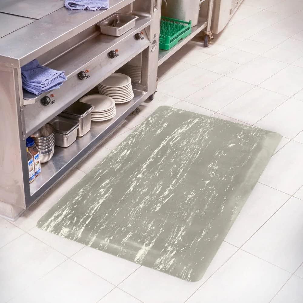 Consolidated Plastics Anti-Fatigue Marble Floor Mat, Commercial Grade Standing Support for Leg & Back Pain, Thick Heavy-Duty Rubber Made in USA (Gray, 2' x 3')