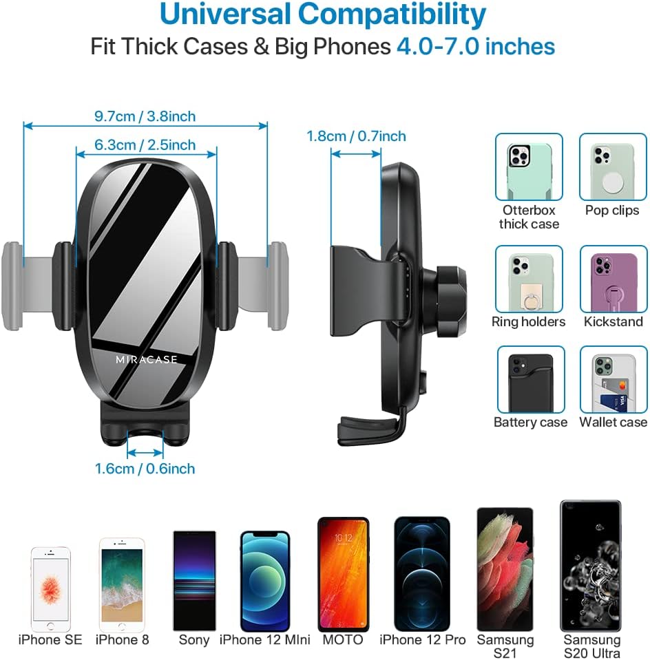 Miracase Cup Phone Holder for Car, [Upgraded Version] Adjustable Long Neck Car Cup Holder Phone Mount Cradle Friendly Compatible with iPhone Samsung Google and All Smartphones, Light Blue
