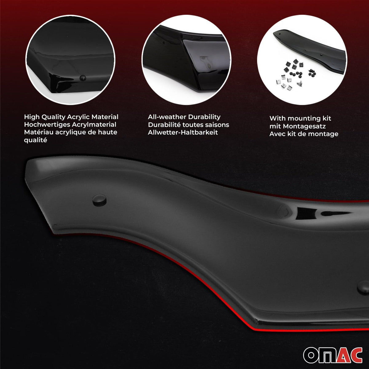 OMAC Front Bug Shield Hood Deflector Guard for Honda Civic 2001-2005 Sedan Smoke