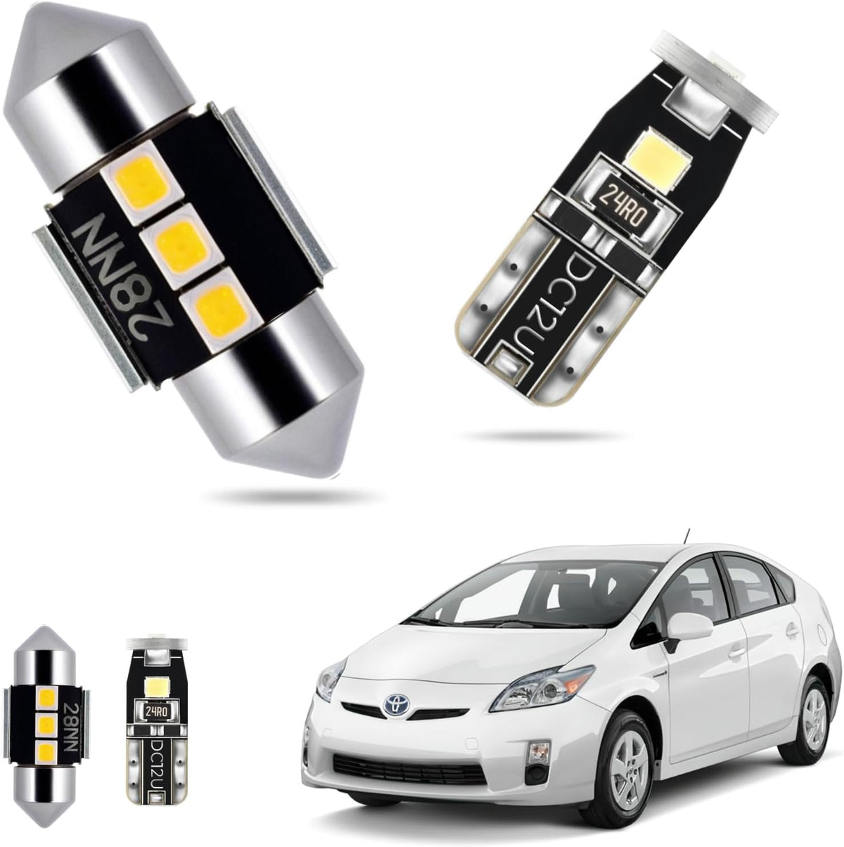 EASY EAGLE LED Interior Car Lights for Toyota-Prius-2010-2015: 10 Piece Kit White LED Light Bulbs - Super Bright 6000K + Install Tool