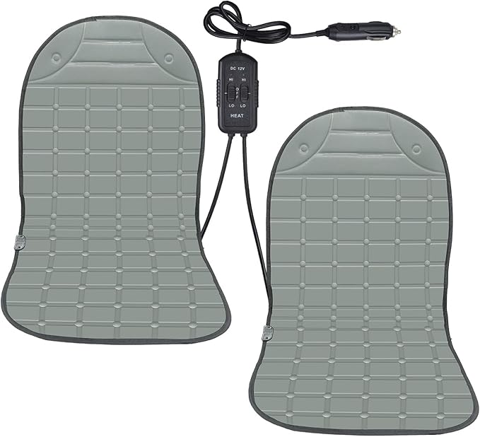 slashome Seat Cover Comfortable Winter Seat Cushion with Adjustable Buckle for Full Back and Seat 2-Pack (Grey)