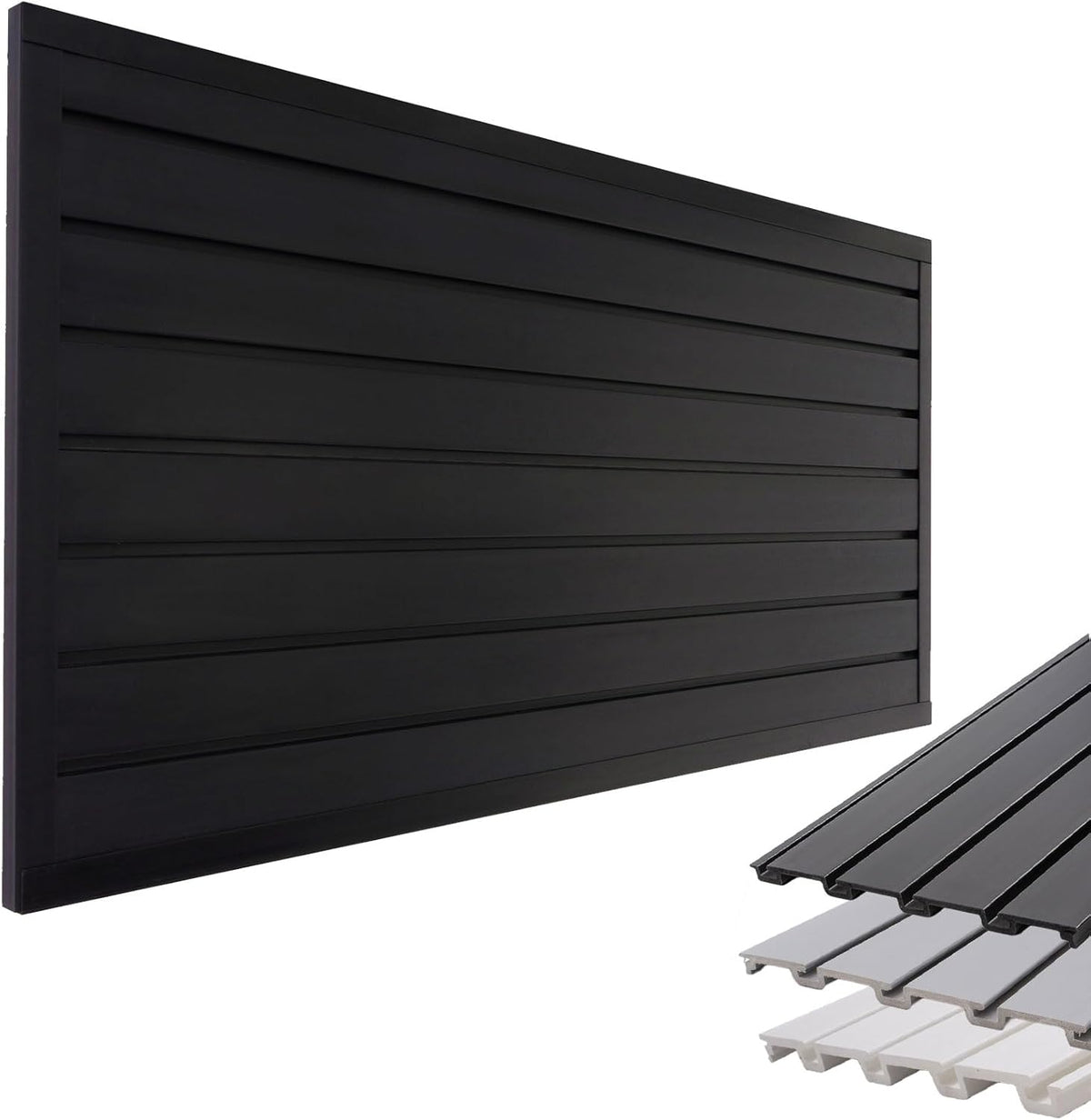 Slatwall Panel Garage Slat Wall Storage Systems, PVC Slat Wall Paneling Garage Tool Organizer Wall Mount, Black 4’x2’ Slatwall Panels Garage Wall Organizer, Garage Storage & Organization Products