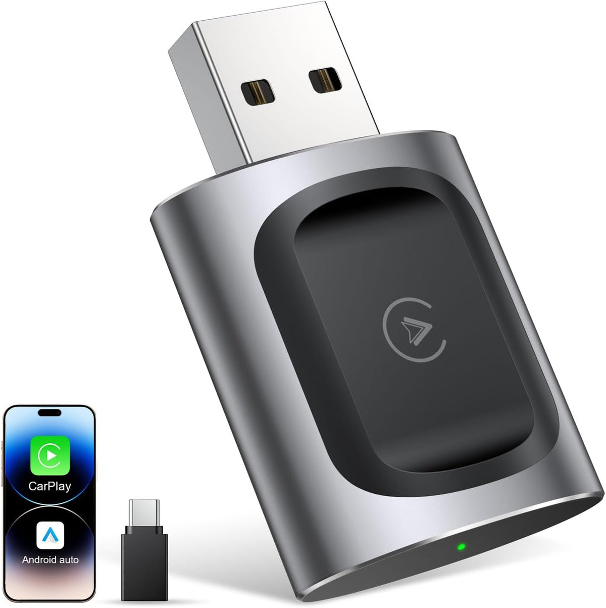 AuroraLink Wireless Carplay & Android Auto Adapter 2-in-1 Stable & No Delay Carplay Wireless Adapter Convert Wired to Wireless Car Play Dongle for iOS 10+/Android 11+ (Grey)