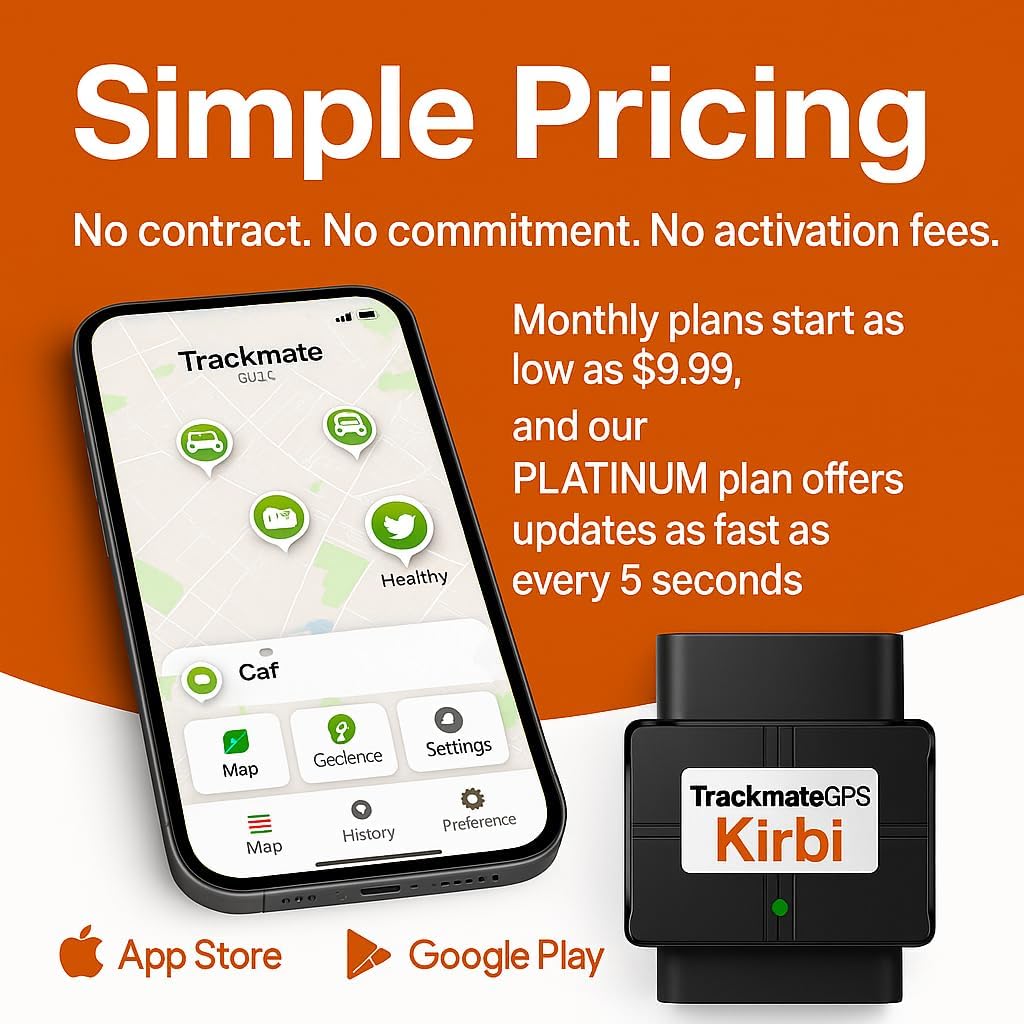 Kirbi OBD Tracker, GPS Tracker for Vehicles Real-Time Tracking, Worldwide Compatible Vehicle Tracker, Lightweight and Compact Car GPS Tracker, Plug-and-Play