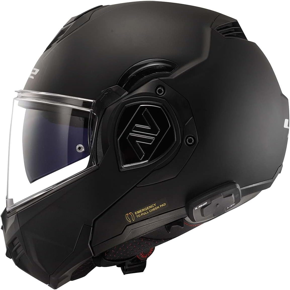 LS2 Helmets Advant Modular Helmet with Integrated Cardo 4X Bluetooth (Noir Matte Black - X-Large)