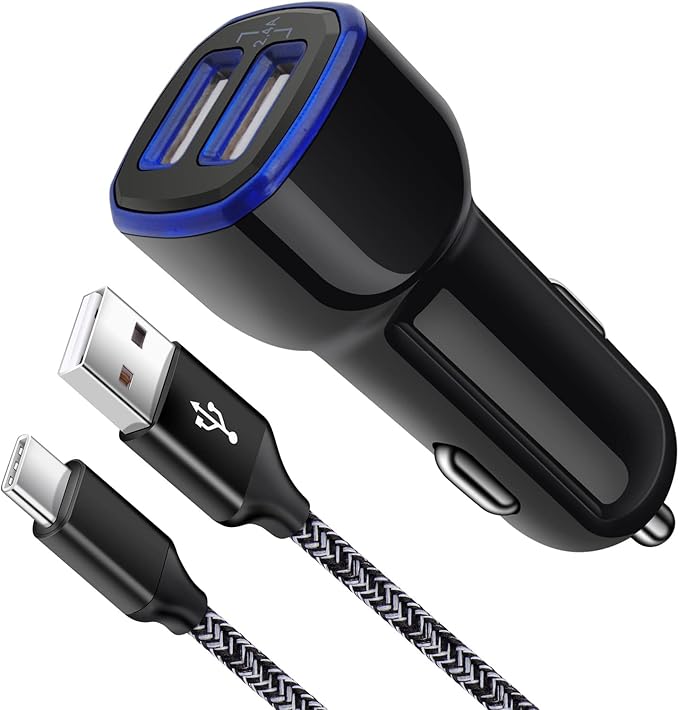 Fast Car Charger Type C Android Phone Samsung Car Charger Fast Charging USB C Cigarette Lighter Adapter Plug with Cable for Samsung Galaxy A13 5G/A03s/S23/S22 Ultra/S21/S20/S10/S9/A11/A12/A32/A53/A23