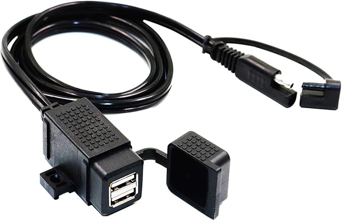 MOTOPOWER MP0609C 3.1Amp Waterproof Motorcycle Dual USB Charger Kit SAE to USB Adapter Cable Phone Tablet GPS Charger
