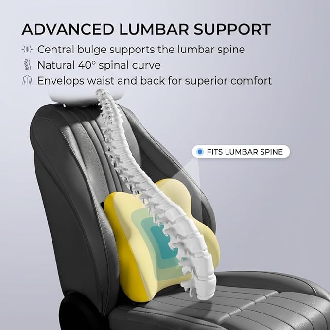 Car Headrest Pillow & Lumbar for Audi A5 Sportback Coupe 2010-2021, Car Seat Neck Pillow Back Support, Breathable All-Season Automotive Seat Cushions, 2PCS,A Black