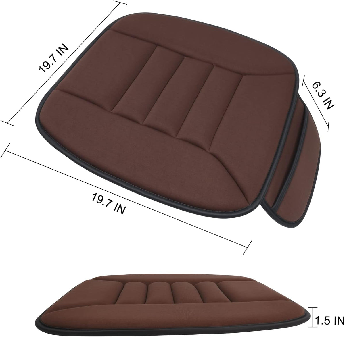 Premium Car Seat Cushion, Driver Cushion with Comfort Memory Foam & Non-Slip Rubber Bottom, Car Seat Pad Works with 95% of Vehicles and Office Chair or Home (Brown)