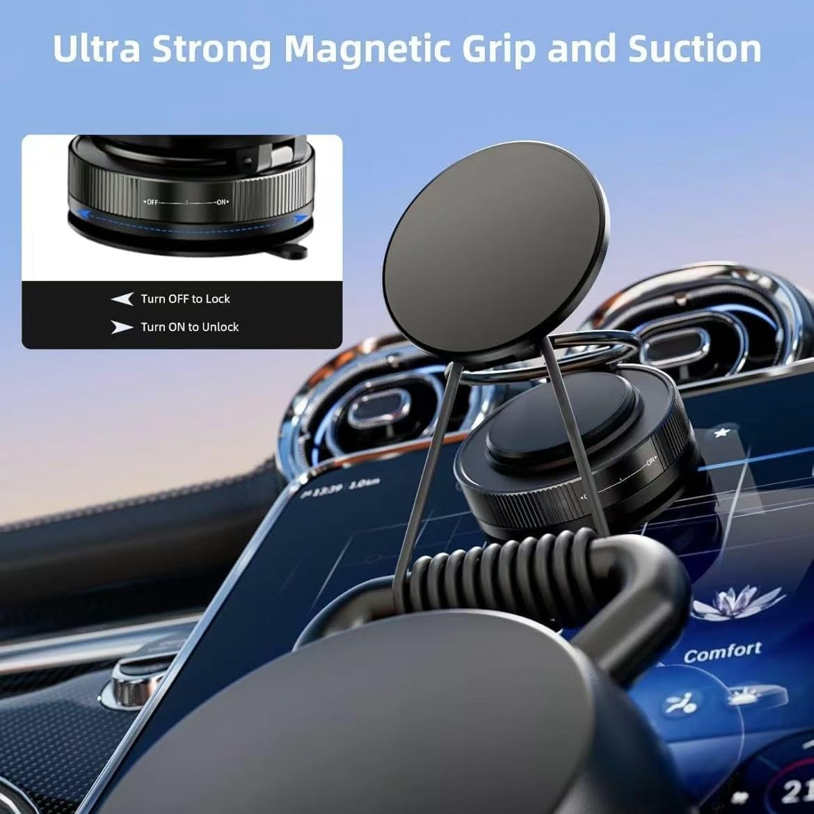 Super Strong Magnetic N52 car Phone Holder, 3-axis Folding, 360° Multi-Angle Circular Free Adjustment, Compatible with iPhone16/15/14/12 Full Series and Android Models (Black)