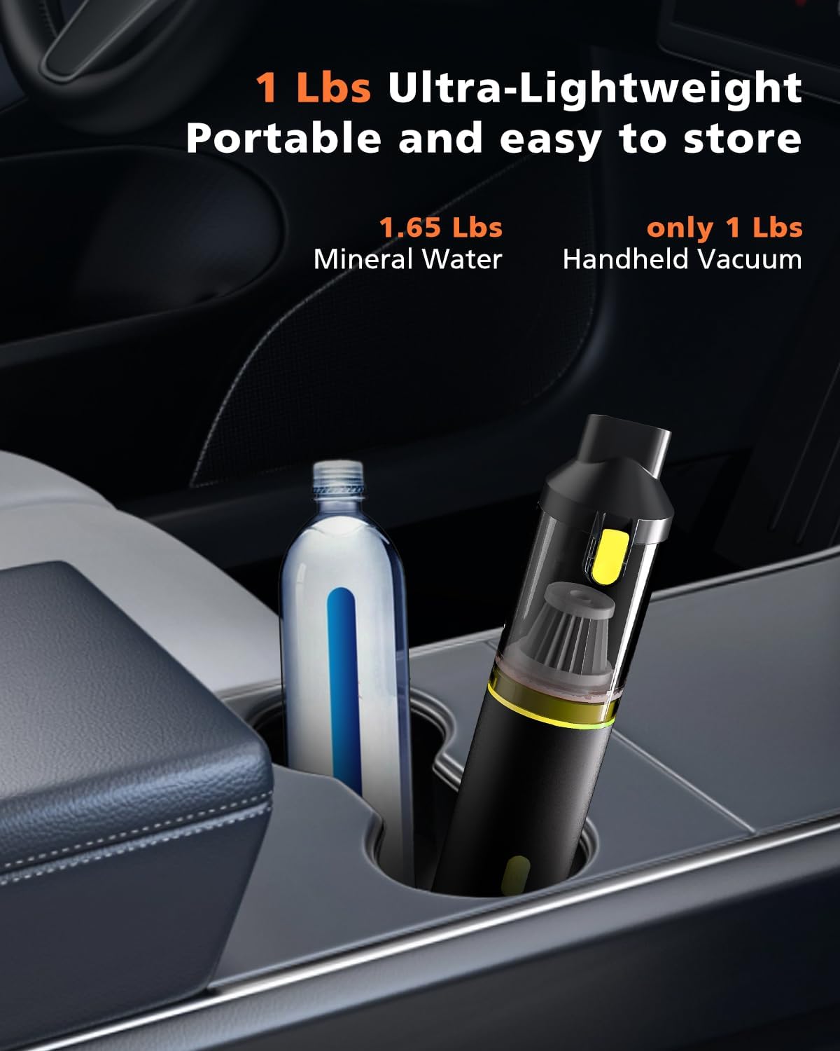 Car Vacuum Portable with 16000Pa Powerful Suction, Handheld Vacuum Cordless Rechargeable Blow & Suction 4 in 1, Small Vacuum Cleaner for Car, Home, Office, Outdoor (Black Yellow)