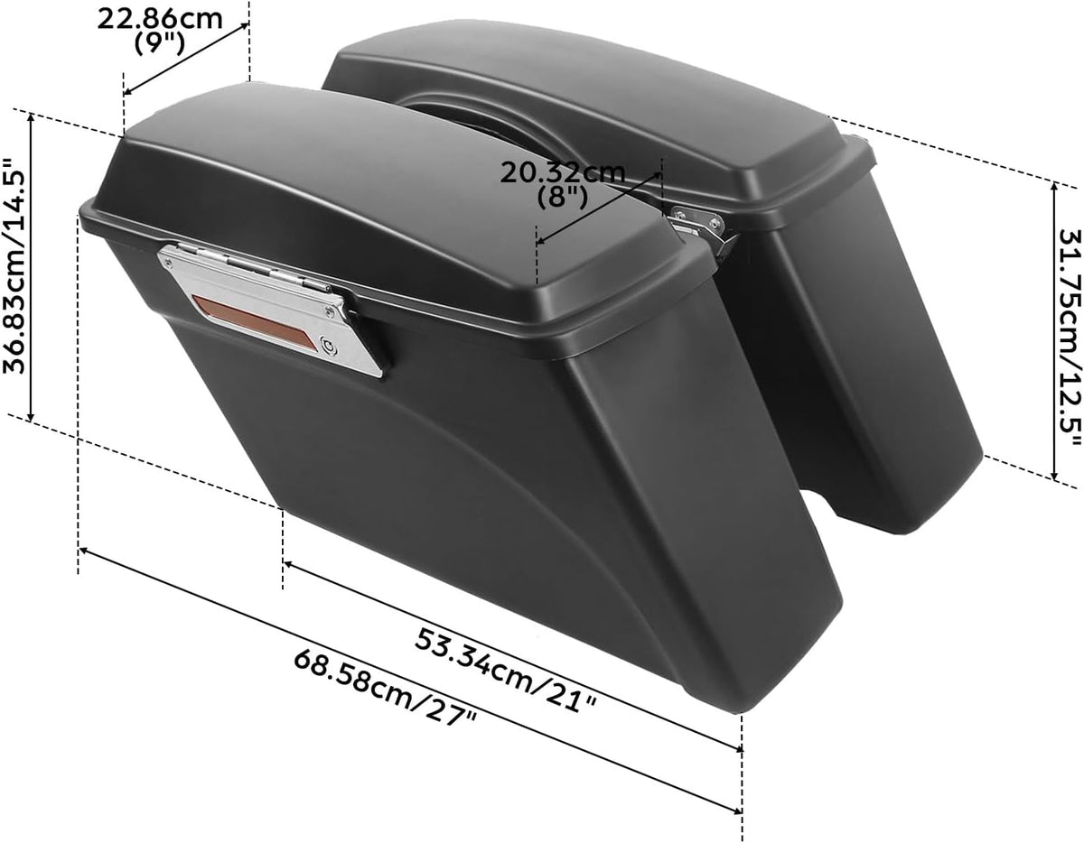 XFMT Motorcycle Saddlebags Matte Black Hard Saddle Bags Trunk For Harley Touring Road King Street Glide Road Glide Electra Glide Ultra Classic 1994-2013