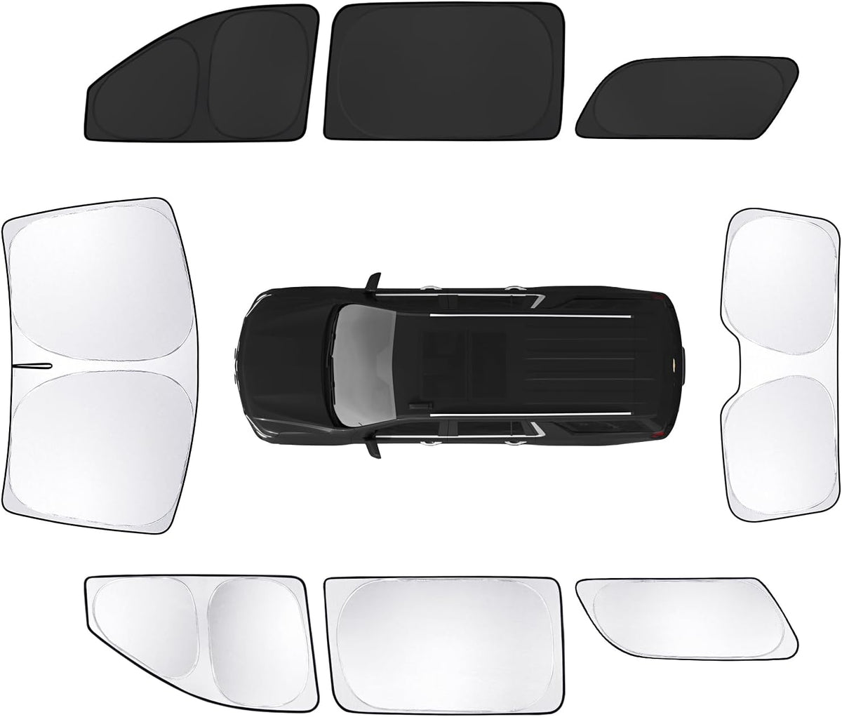 8pcs Car Window Shades for GMC Yukon XL&Chevy Suburban 2021-2026 Accessories,Windshield Side Rear Full Sunshade,Sun Visor UV Blocking, Privacy Protection and Blackout for Camping Outdoor