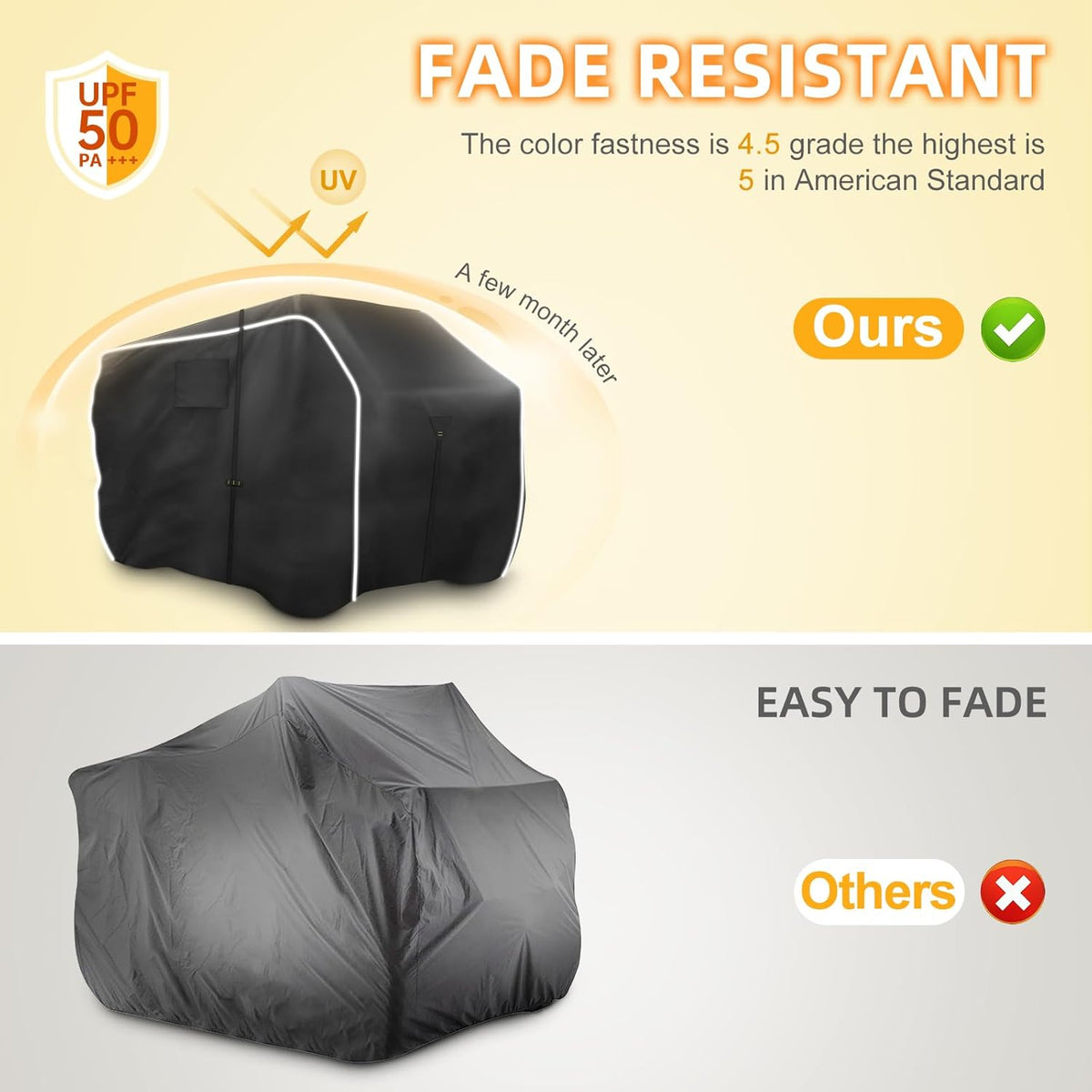 600D ATV Cover - Waterproof & Windproof 4 Wheeler Covers Outdoor Storage, Heavy Duty Quad Wheeler Cover Accessories Fit for Polaris Yamaha Suzuki Honda, 95" L * 50" W * 48" H, Black