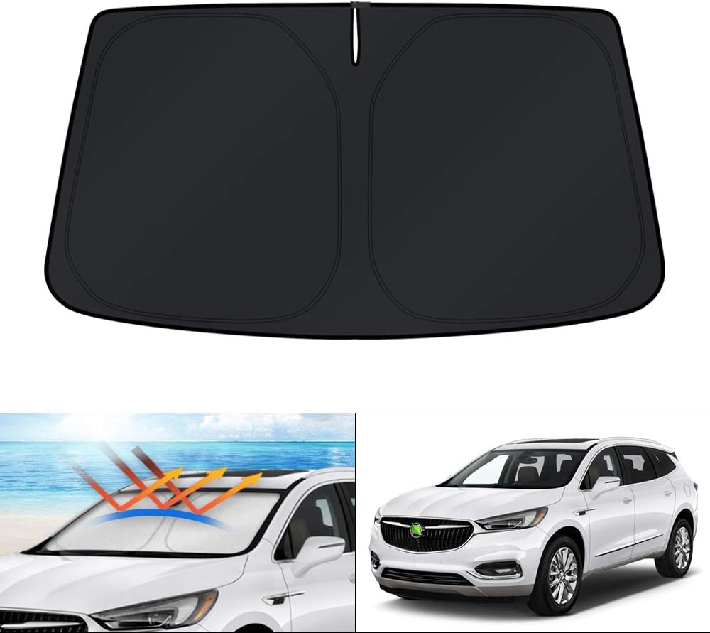 KUST Windshield Sun Shade for Buick Enclave Accessories 2018-2024 Custom Fit Sunshade Foldable Sun Visor Protector Blocks UV Rays Keep Your Car Cooler