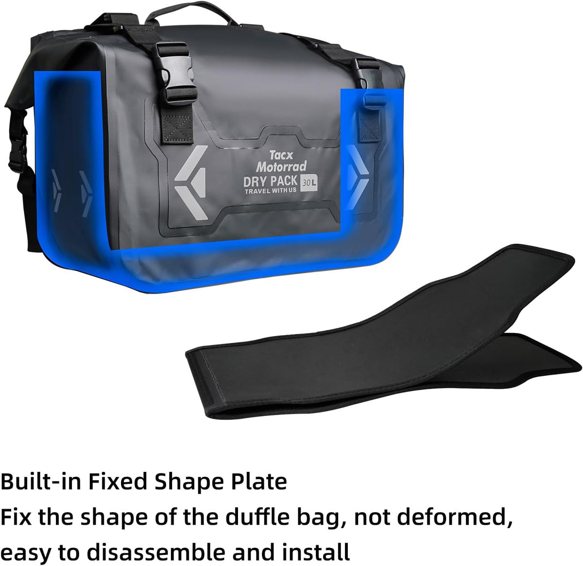 Motorcycle Saddle Bags Tail Bag, 30L Roll-top Waterproof Motor Detachable Side Trunk Bag, Motor Panniers Luggage Bag for Motorcy