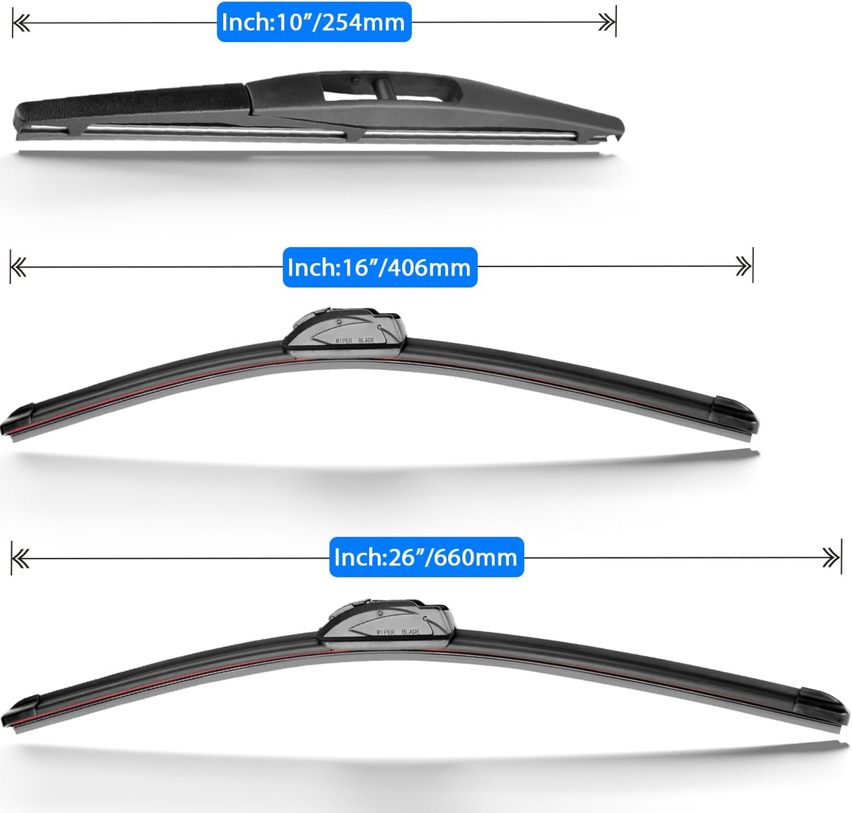 Windshield Wiper Blades Replacement for Nissan LEAF 2011 2012 2013 2014 2015 2016 2017 Original Factory Quality Front Rear Wipers Blade Set for My Car - 26" 16" 10" (Pack of 3)