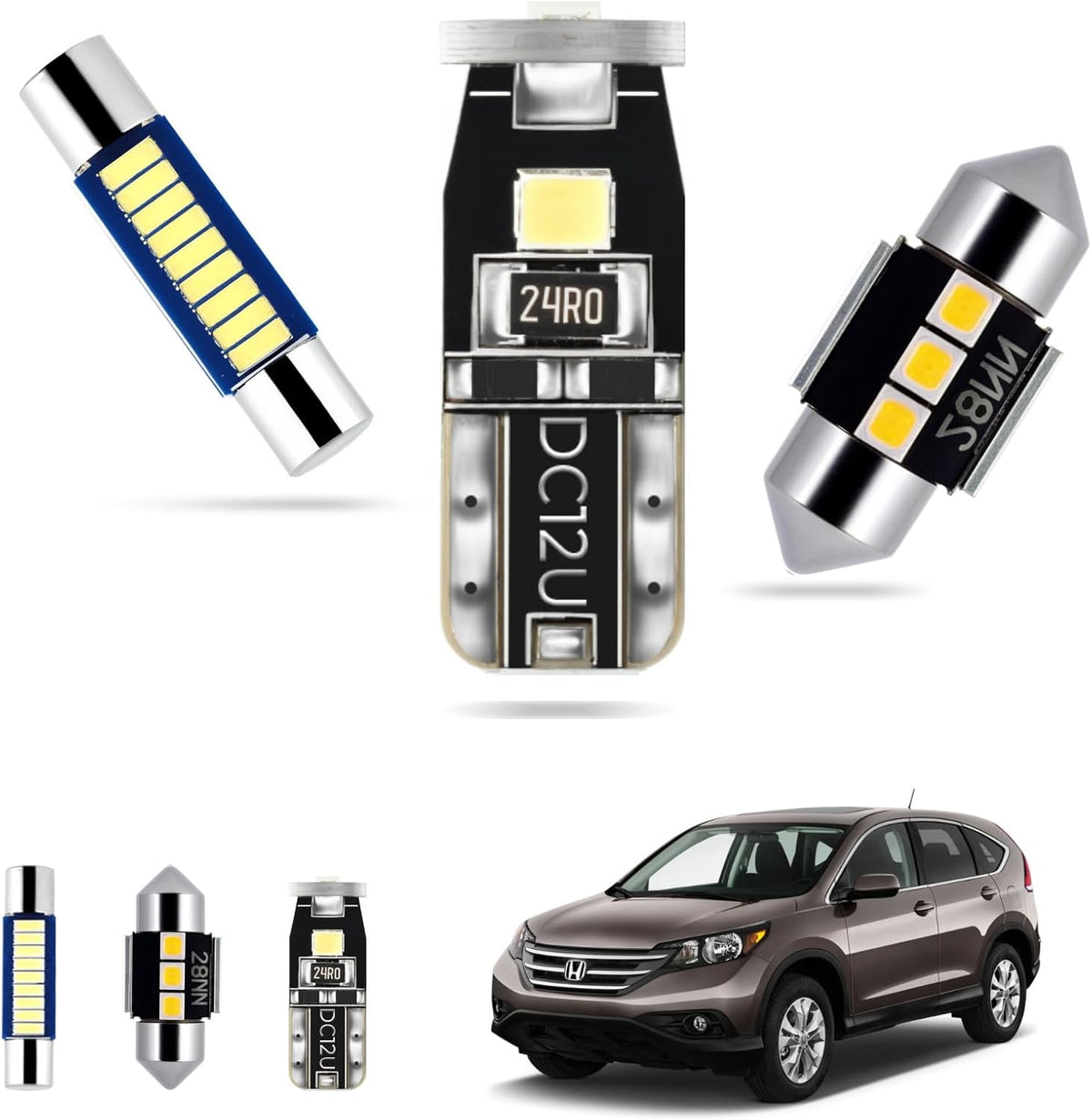 EASY EAGLE LED Interior Car Lights for Honda-CRV-2007-2012: 10 Piece Kit White LED Light Bulbs - Super Bright 6000K + Install Tool