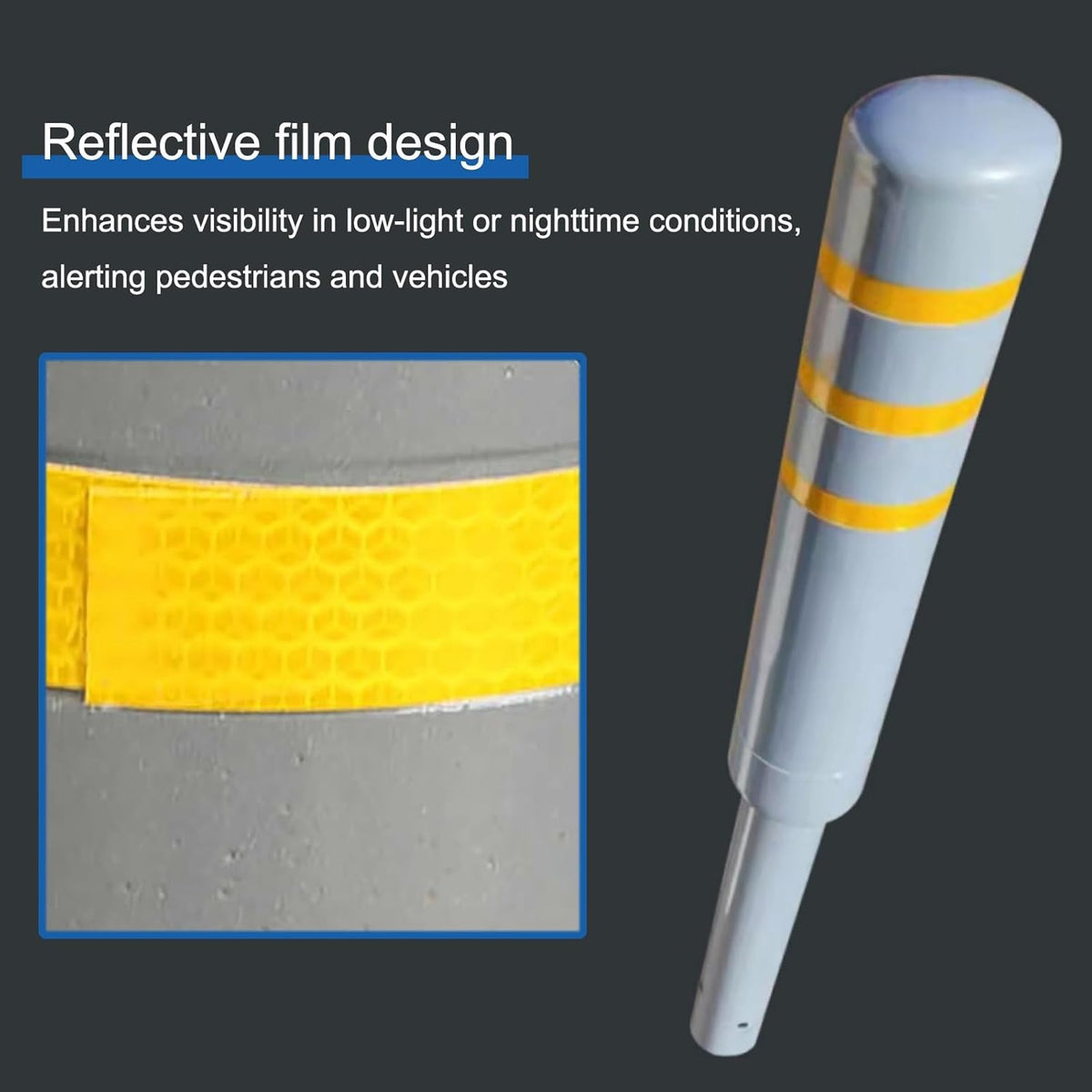Metal Safety Bollard, Car Parking Protection Posts, Personal Garage Driveway Barrier, Crash Column Safety Warning Column, for Traffic Control(Gray (1PCS))