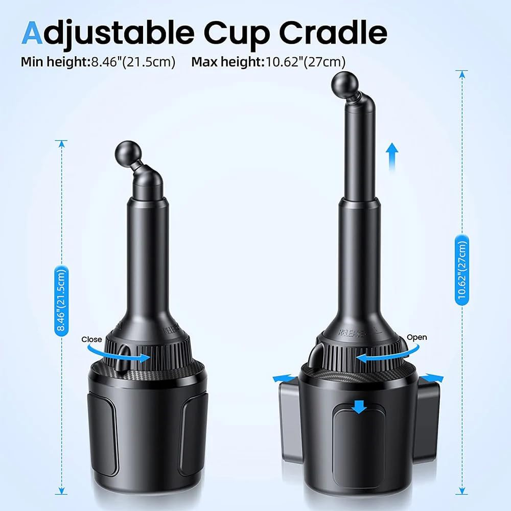 APPS2Car Car Cup Phone Holder Wireless Charger with QC 3.0 Adapter, 15 Watt Qi Fast Charging, Compatible with iPhone 11/12/13/14/15/16/Pro/Max/Plus and Universal All Models Phone Holder