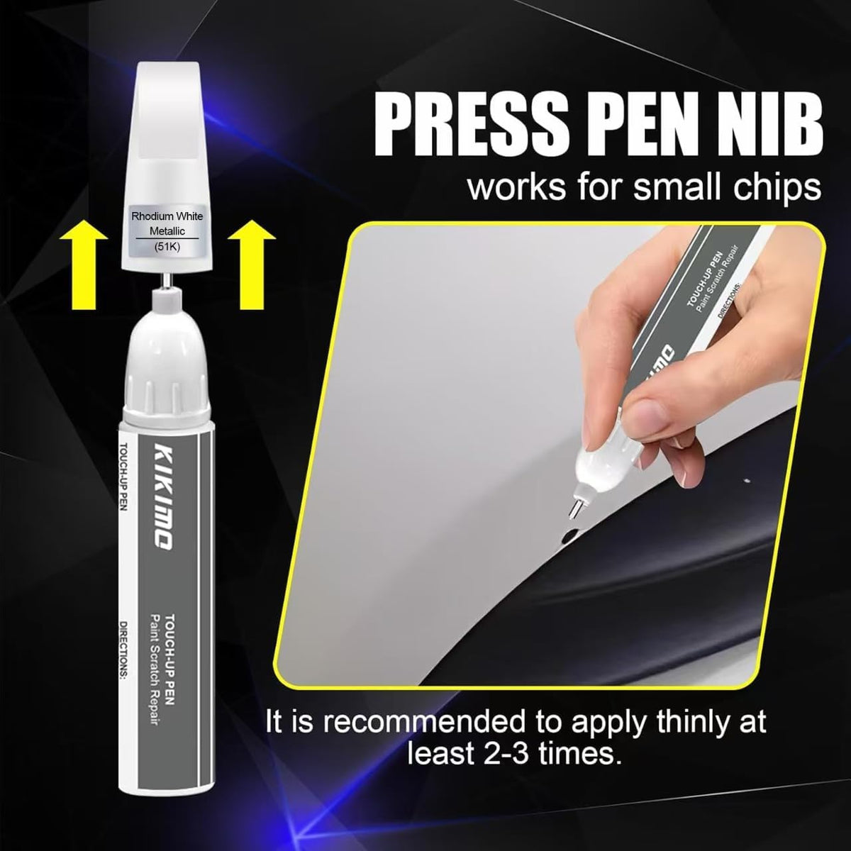 KIKIMO for Mazda Touch Up Paint(Machine Gray Metallic(46G)), Car Paint Repair Kit for Mazda, 2 In 1 Scratches Repair with Pen Tip and Brush, Color-Matched for Quick & Easy Fix